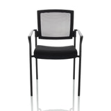 Silla de confidente negra MEET B con respaldo de malla, reposabrazos y cuatro patas de hjh OFFICE – vista de 360° (vista frontal 0°)