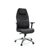 Sillón de oficina profesional FERRARA negro con reposacabezas integrado y base de cinco ruedas de hjh OFFICE – vista de 360° (vista frontal 20°)