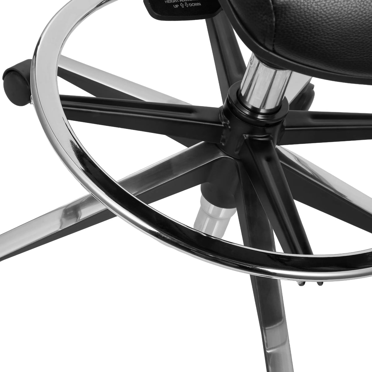 Reposapiés y base cromados de la silla de mostrador ERGO LINE II WORK en negro de hjh OFFICE
