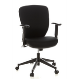 Silla de oficina profesional TRAFFIC 20 negra con reposabrazos y base de cinco ruedas de hjh OFFICE – vista de 360° (vista frontal 20°)