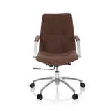 Mittelbrauner Homeoffice-Bürostuhl SARANTO II mit Armlehnen und Fußkreuz mit fünf Rollen von hjh OFFICE – 360-Grad-Ansicht (Frontansicht 0°)