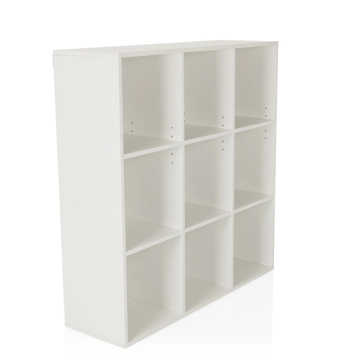 Estante BJORKE blanco con nueve compartimentos cuadrados abiertos de hjh LIVING – vista de 360° (vista frontal en diagonal 45°)