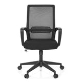 Silla Home Office PRESTON negra con respaldo de malla y base de cinco ruedas de hjh OFFICE – vista de 360° (vista frontal 0°)