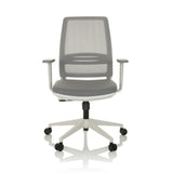 Silla Home Office PROFONDO ECO W gris con respaldo de malla y base de cinco ruedas de hjh OFFICE – vista de 360° (vista frontal 0°)
