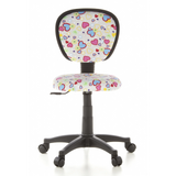Silla giratoria para niños KIDDY TOP con estampado colorido de corazones y flores y base de cinco ruedas de hjh OFFICE – vista de 360° (vista frontal 0°)