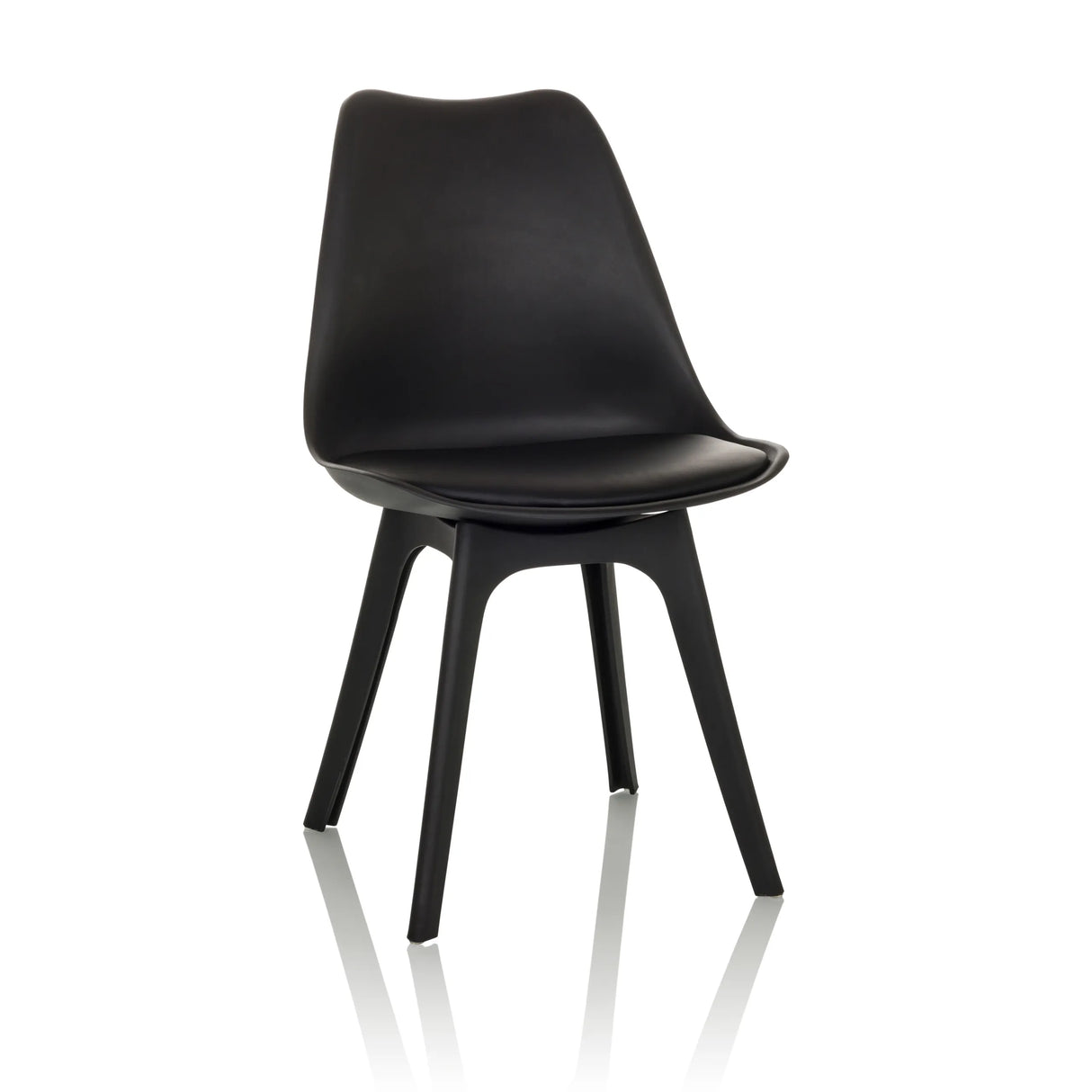 Silla nórdica SCANDI P negra con cuatro patas de hjh OFFICE – vista de 360° (vista frontal 15°)