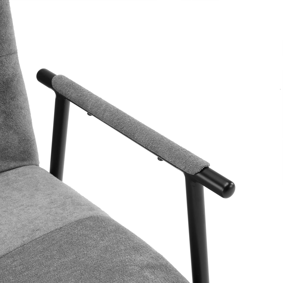 Tapizado de tela gris del reposabrazos de la silla tapizada Lifea Flex con estructura metálica negra de hjh LIVING