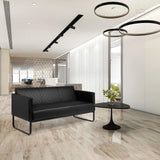 Sofá de diseño ARUBA BLACK negro de 3 plazas con tapizado acolchado y patas metálicas delgadas de hjh OFFICE