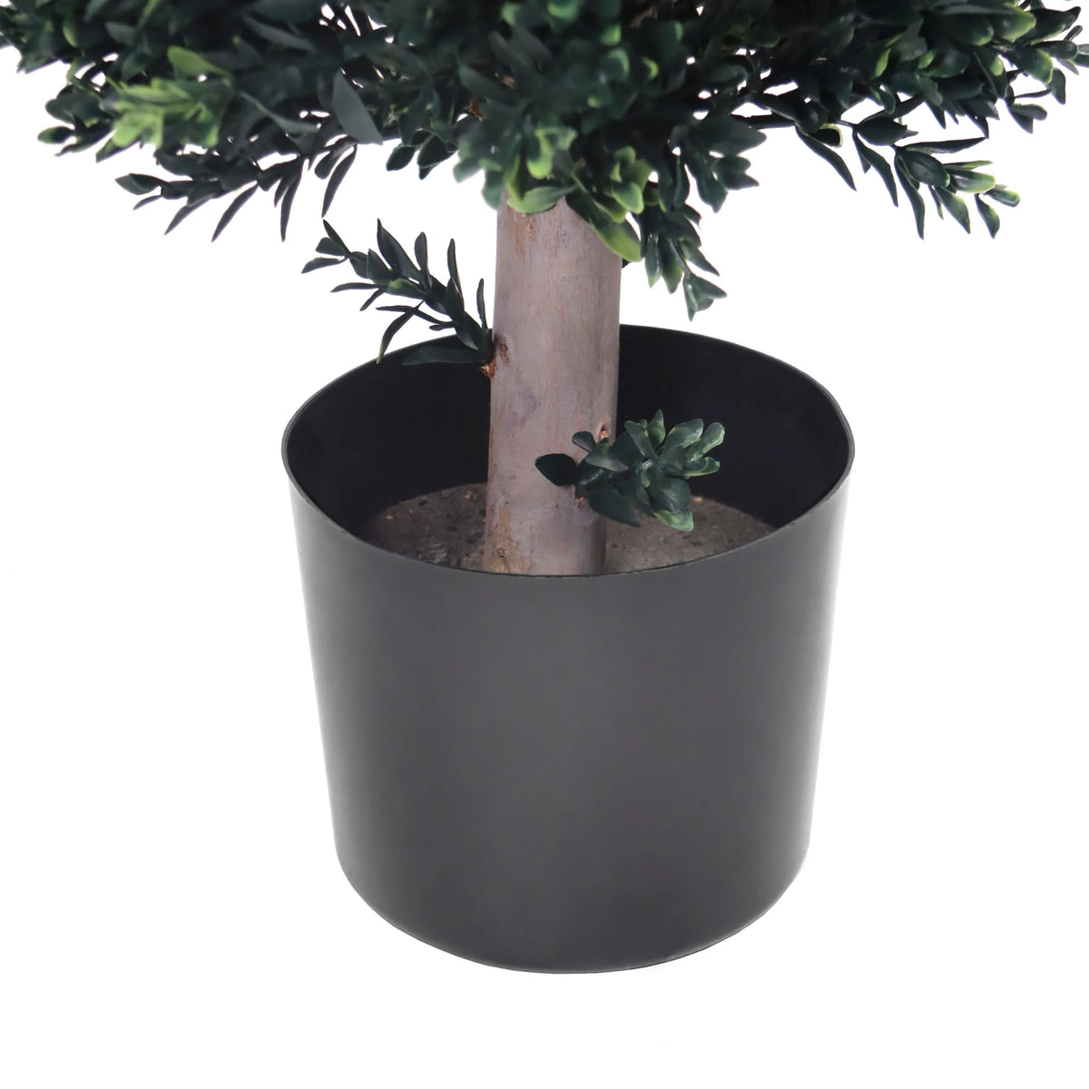 Maceta negra con tronco y hojas verdes de la Planta artificial BUXUS de hjh OFFICE