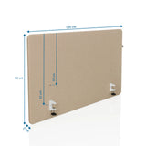 Plano dimensional del separador de mesa FLEXMIUT D1 de 120 × 62 cm en beige de hjh OFFICE