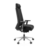 Silla de oficina profesional PRO-TEC XXL negra con tapizado de tela, reposacabezas y base de cinco ruedas de hjh OFFICE – vista de 360° (vista lateral 75°)