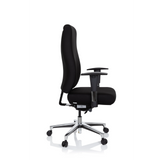 Silla de oficina profesional FORCOM negra con reposabrazos y base de cinco ruedas de hjh OFFICE – vista de 360° (vista lateral 80°)