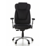 Sillón de oficina profesional EMBASSY 200 negro con reposabrazos y base de cinco ruedas de hjh OFFICE – vista de 360° (vista frontal 0°)