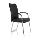 Silla de confidente negra BANDA V con reposabrazos y estructura de patín de hjh OFFICE – vista de 360° (vista frontal en diagonal 60°)