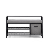 Armario zapatero Estha Loft en color negro gris con cojín para sentarse, dos estantes y un contenedor de tela de hjh LIVING – vista de 360° (vista frontal 0°)