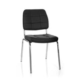 Silla de cuatro patas PICENO V negra con tapicería acolchada y estructura de cromo de hjh OFFICE – vista de 360° (vista frontal 20°)