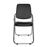 silla plegable ESTO negra con tapicería de cuero sintético y estructura de cromo de hjh OFFICE – vista de 360° (vista frontal 0°)