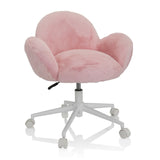 Silla giratoria para niños KID TEDDY rosa con funda suave y base blanca de cinco ruedas de hjh OFFICE – vista de 360° (vista frontal 20°)