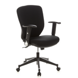 Silla de oficina profesional TRAFFIC 20 negra con reposabrazos y base de cinco ruedas de hjh OFFICE – vista de 360° (vista frontal en diagonal 40°)