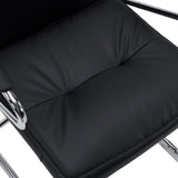 Asiento acolchado de cuero sintético negro de la silla viga voladiza Rovento V de hjh OFFICE
