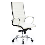Sillón de oficina profesional PARMA 20 en color crema con costura transversal y base de cinco ruedas de hjh OFFICE – vista de 360° (vista frontal en diagonal 40°)