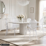 Silla de cuatro patas CRISTALIO en versión transparente con respaldo redondo de hjh LIVING