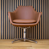 Sillón de diseño ARTEMIA marrón con carcasa curva y base metálica de cuatro brazos de hjh OFFICE