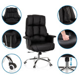 Sillón de oficina profesional COMMANDER negro con vistas detalladas del tapizado, los reposabrazos y el pistón de gas de hjh OFFICE