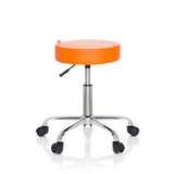 Taburete giratorio naranja OPERATOR II con pistón de gas y base de cinco ruedas de hjh OFFICE – vista de 360° (vista frontal 0°)