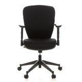 Silla de oficina profesional TRAFFIC 20 negra con reposabrazos y base de cinco ruedas de hjh OFFICE – vista de 360° (vista frontal 0°)