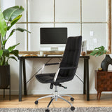 Sillón de oficina Home Office SARANTO PRO de cuero negro con base pulida de hjh OFFICE