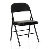 Silla plegable TUDELA H negra con tapicería de cuero sintético de hjh OFFICE – vista de 360° (vista frontal en diagonal 30°)