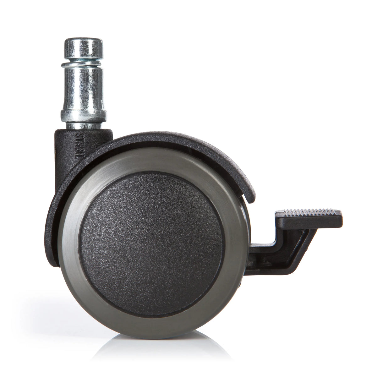 Ruedas para sillas 5x ROLO STOP 11mm/50mm negras para suelos duros con freno de bloqueo de hjh OFFICE – vista de 360° (vista trasera 180°)