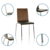 Silla de confidente PERIA con respaldo de madera, asiento negro y estructura cromada de hjh OFFICE