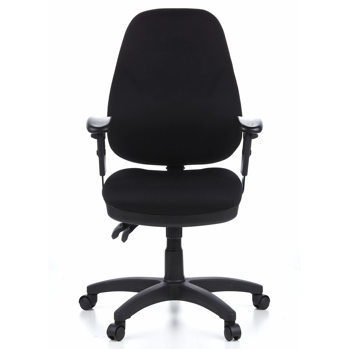 Silla de oficina profesional ZENIT PRO negra con reposabrazos y base de cinco ruedas de hjh OFFICE – vista de 360° (vista frontal 0°)