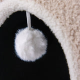 Pompon blanco en una cueva para gatos PAWY EB de color beige de hjh LIVING