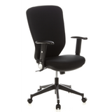 Silla de oficina profesional TRAFFIC 30 negra con reposabrazos y base de cinco ruedas de hjh OFFICE – vista de 360° (vista frontal en diagonal 40°)