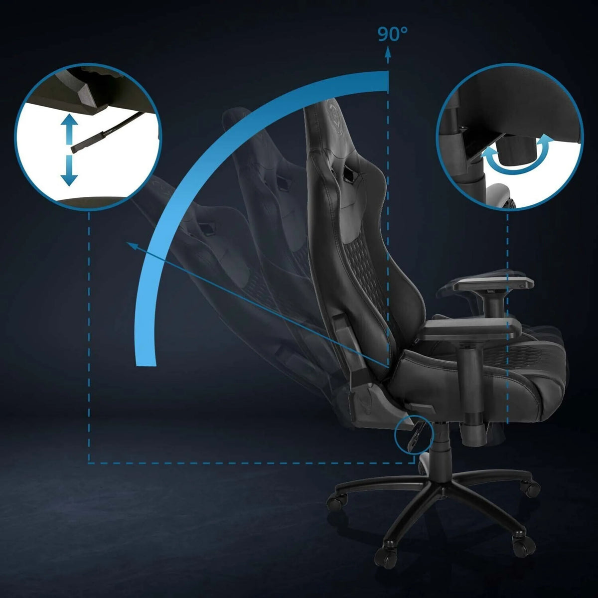 Respaldo ajustable hasta 90 grados de la Silla gaming GAMEBREAKER SX 04 de hjh OFFICE