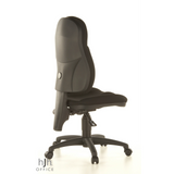 Silla Home Office WELLPOINT 10 negra con base de estrella y cinco ruedas de Topstar – vista de 360° (vista trasera en diagonal 120°)