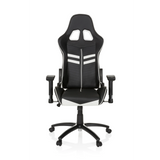 Silla gaming LEAGUE PRO en blanco y negro con reposacabezas y base de cinco ruedas de hjh OFFICE – vista de 360° (vista frontal 0°)