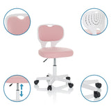 Silla giratoria para niños KIDDY TOP W en rosa con estructura blanca, ruedas y asiento regulable en altura de hjh OFFICE