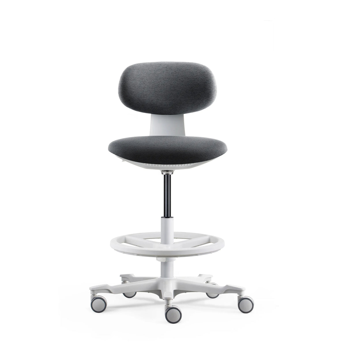 Silla de trabajo WORK MF2 W en color gris oscuro con aro reposapiés y cinco ruedas de hjh OFFICE