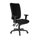 Silla de oficina profesional ZENIT HIGH negra con reposabrazos y base de cinco ruedas de hjh OFFICE – vista de 360° (vista frontal en diagonal 40°)