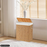 Cesta de ropa FALSTER XL R de mimbre marrón con bolsa interior blanca y tapa de hjh LIVING (imagen generada por IA)