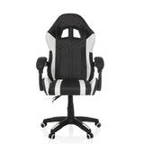 Silla gaming GAMEBREAKER W02 en blanco y negro con base de cinco ruedas de MyBuero – vista de 360° (vista frontal 0°)