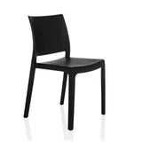 Silla de exterior negra T37 V con respaldo sencillo y cuatro patas de hjh LIVING – vista de 360° (vista frontal en diagonal 45°)