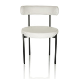 Silla tapizada blanca TEDIO con asiento y respaldo redondeados y patas negras de hjh OFFICE – vista de 360° (vista frontal 0°)