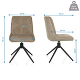 Dibujo dimensional de la silla tapizada TARVISO I con una altura total de 89 cm y un ancho de asiento de 44 cm de hjh LIVING