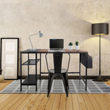 Escritorio WORKSPACE H I en negro y marrón con estante y espacio de almacenaje integrados de hjh OFFICE