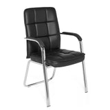 Silla de confidente negra BORNE con tapizado acolchado y estructura de patines de hjh OFFICE – vista de 360° (vista frontal en diagonal 40°)
